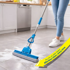 Bcleen Blue & Grey Soft PVA Magic Mop 33cm with 88-115cm Telescopic Handle (1 piece)