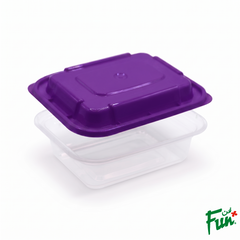 Fun Indispensable Plastic Transparent Container with Plum Lid - 12oz Pack of 5