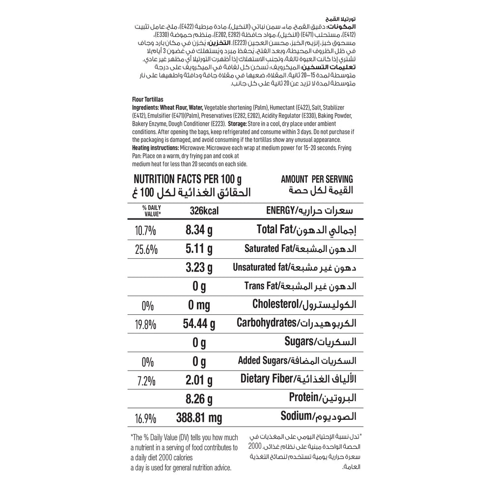 Nutrition facts label for a food product on a white background