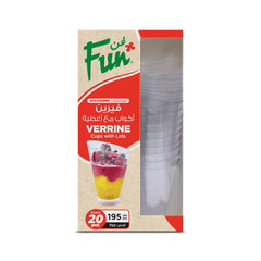 Fun Verrine Round Clear Cups with Lids Double as Display Base– 195ml / 7 oz (20 Pieces)