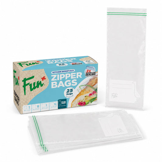Fun Clear Zipper bags 11.7x27.5cm (P:25pcs*1pkt)