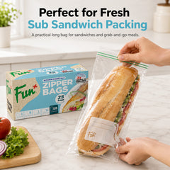 Fun Clear Zipper bags 11.7x27.5cm (P:25pcs*1pkt)