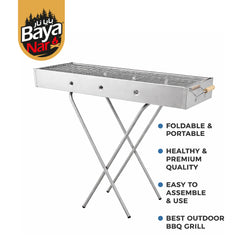Baya Nar Stainless Steel BBQ Grill with Stand, 78 x 30 x 80 cm 1 Piece