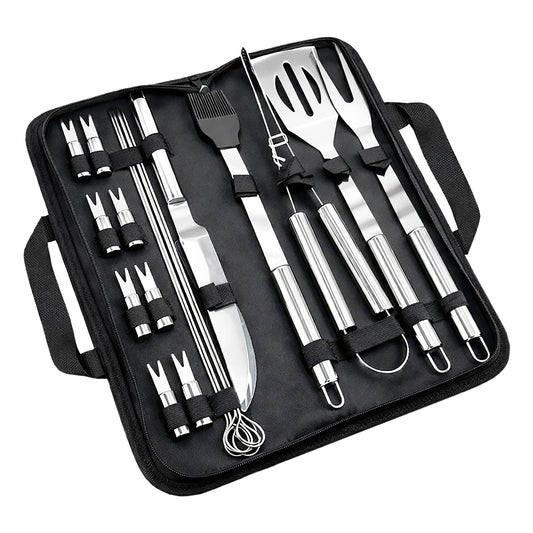 Baya Nar 18-Piece Stainless Steel BBQ Grill Tool Set with Carry Case 1 set