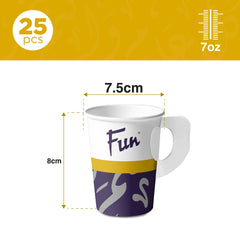 Fun Season's greetings Printed Paper Cup with Handle 7oz - Pack of 25