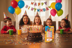A pack of Fun brand spiral birthday candles with holders, displayed in a colorful cardboard packaging.