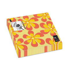 Fun Trendy 3-Ply Disposable Coloured Printed Paper Napkin Tissue 33x33cm - Orange Floral - Pack of 20
