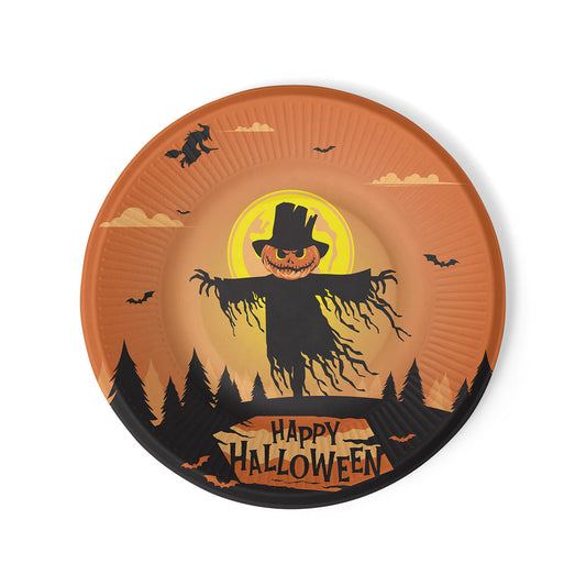 Fun Halloween Heavy-Duty Paper Plate 9 inch - Orange Pack of 10