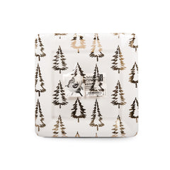 A square paper plate with a golden tree pattern, indicating a pack of 8.