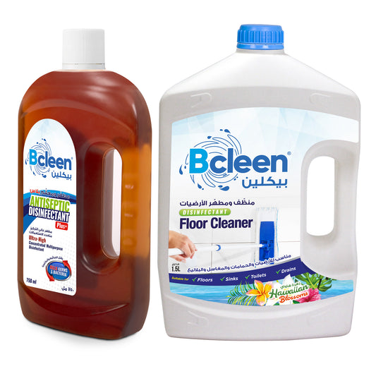 Bcleen Floor Cleaner Combo - Antiseptic Liquid 750ml + Hawaain Blossom 3L