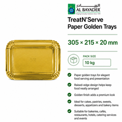 Al Bayader TreatN'Serve Paper Golden Trays 305x215x20mm [10kg]