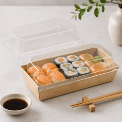 Al Bayader PET Lid for SushiPac Kraft Container  042-SH135 [P: 50pcs*20pkts]
