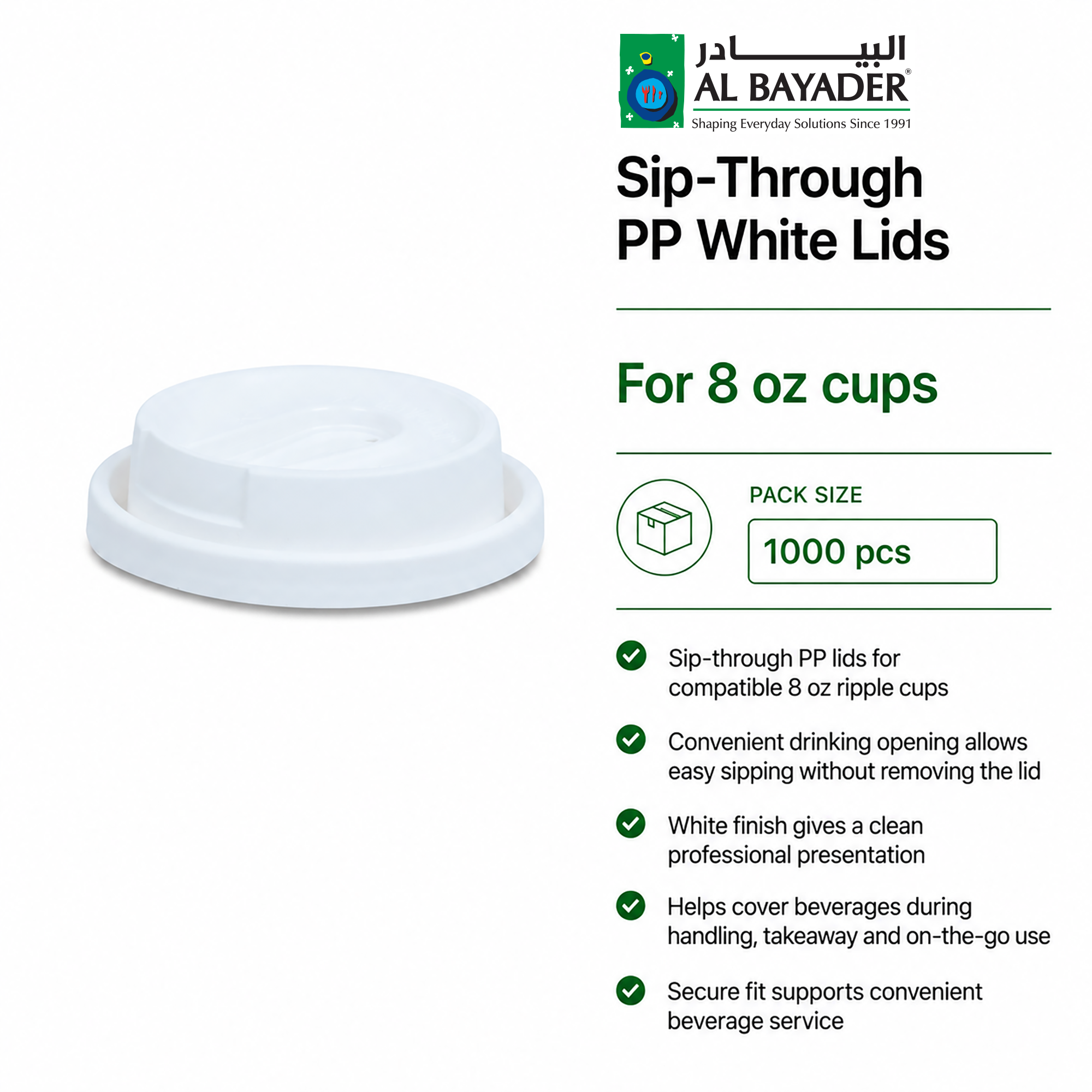 Sip-Through HD Dome Lid for 042CG8 - White [P:50pcs*20pkts] - CRP