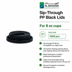 Al Bayader Sip-Through PP Black Lids for 8oz Ripple Cups [50pcs x 20pkts]
