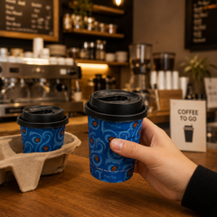 Al Bayader Sip-Through PP Black Lids for 8oz Ripple Cups [50pcs x 20pkts]