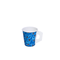Al Bayader Single Wall Paper Printed Cups 7oz Ø71mm with Handle - Mocha Design [50pcs x 20pkts]