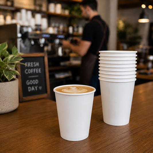 Al Bayader Single Wall HD Paper White Cups 8oz Ø79mm [50pcs x 20pkts]