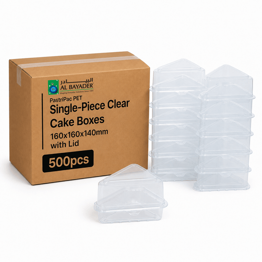 Al Bayader PastriPac PET Single-Piece Clear Cake Boxes 160x160x140mm with Lid [500pcs]