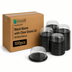 Al Bayader PastriPac PET Black Bases Ø230x130mm with Clear Dome Lid  [100pcs]