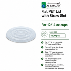 Flat Lid w/ Straw Slot (Pre-Cut X) for PET Clear Cups 12/14oz - PET [P:50pcsx20pkts] - CRP