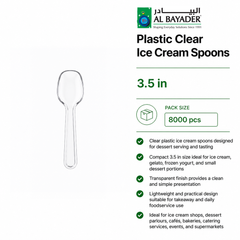 Al Bayader Plastic Clear Ice Cream Spoons 3.5in [200pcs x 40pkts]