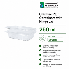 Al Bayader ClariPac PET Containers 250ml with Hinge Lid [250pcs]