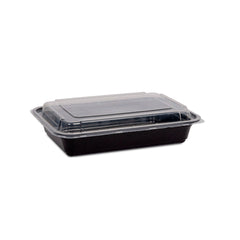 Al Bayader ThermoPac PP Black Rectangular Microwavable Containers 28oz with Lid [150pcs]