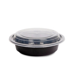 Al Bayader ThermoPac PP Black Round Microwavable Containers 16oz with Lid [150pcs]
