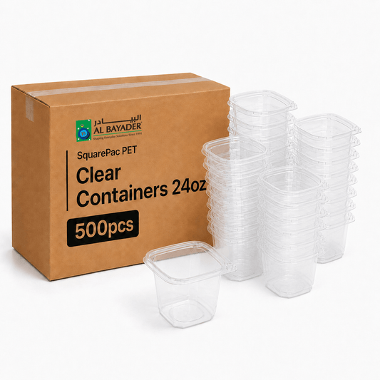 Al Bayader SquarePac PET Clear Containers 24oz [500pcs]