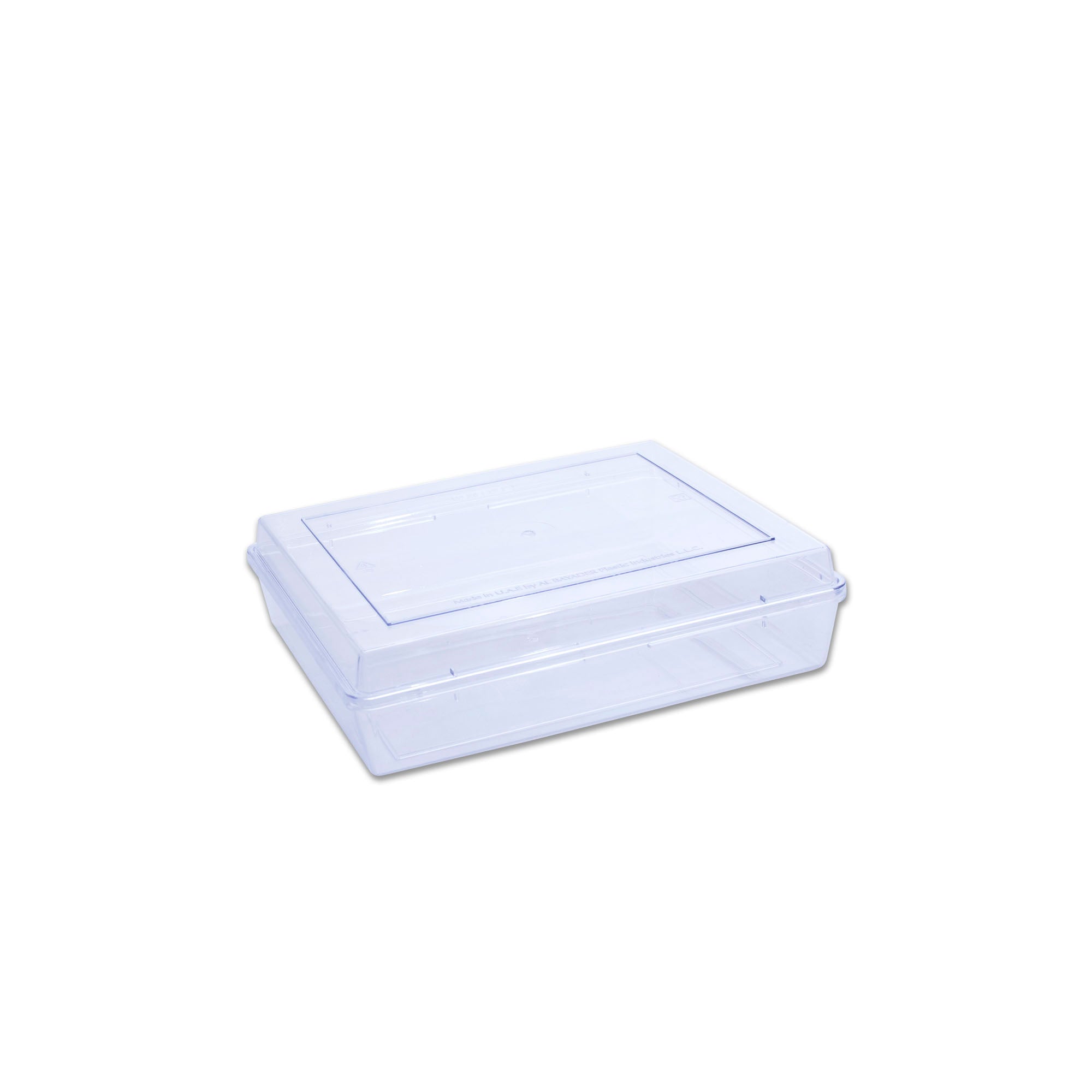 Al Bayader CristalPac PS Rectangular Clear Boxes 19.7x15.7x3.5cm with Lid (Cap:0.5Kg) [170]