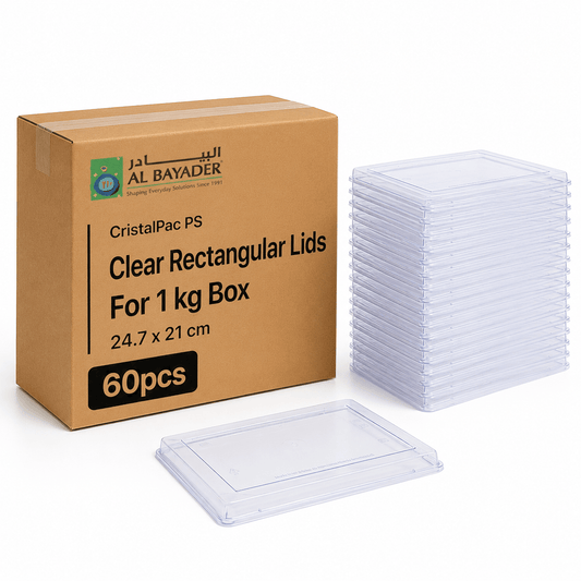 Al Bayader Cristalpac PS Clear Lid for Rectangular Boxes 24.7x21x3.5cm  (Cap:1kg) [60pcs]