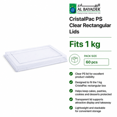 Al Bayader Cristalpac PS Clear Lid for Rectangular Boxes 24.7x21x3.5cm  (Cap:1kg) [60pcs]