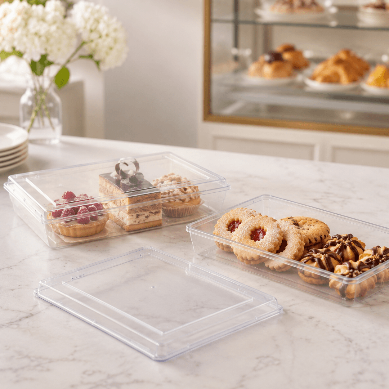 Al Bayader Cristalpac PS Clear Lid for Rectangular Boxes 24.7x21x3.5cm  (Cap:1kg) [60pcs]