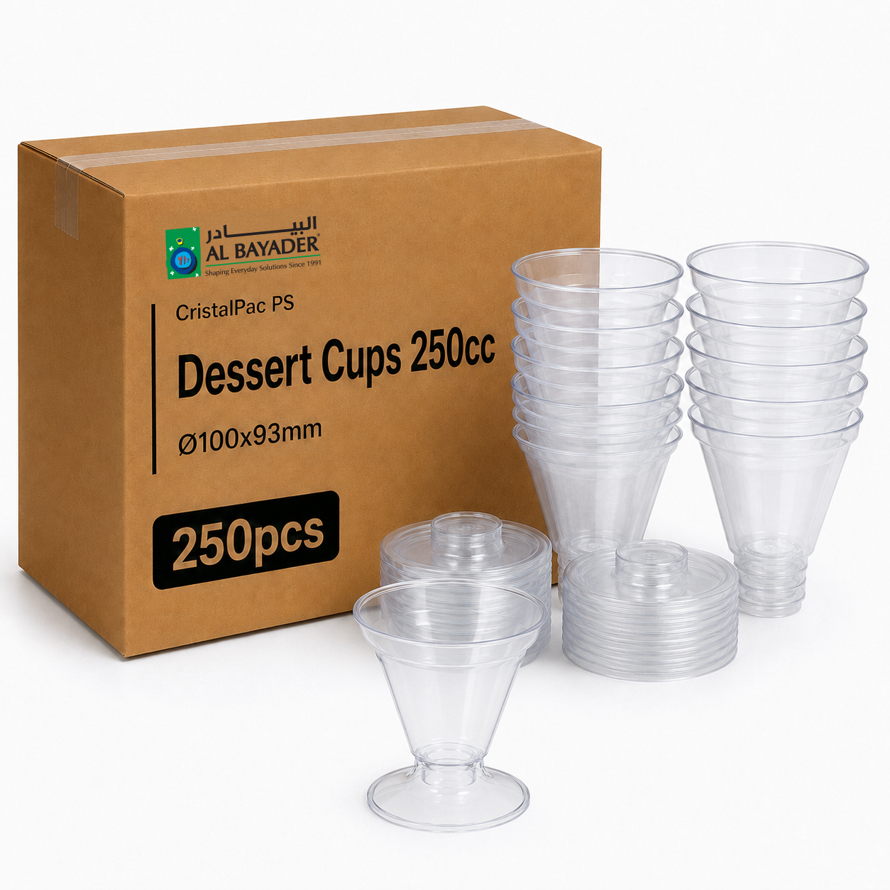 Al Bayader CristalPac PS Dessert Cups 250cc Ø100x93mm  [250pcs]