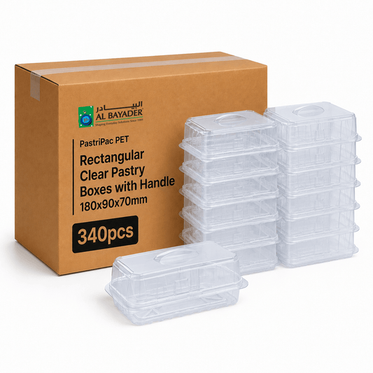 Pastripac Rectangular Clear Pastry Box w/ Handle 180x90x70mm PET [P:340pcs]