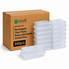 Pastripac Rectangular Clear Pastry Box w/ Handle 180x90x70mm PET [P:340pcs]