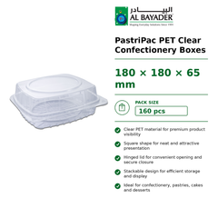 Al Bayader PastriPac PET Clear Confectionery Boxes 180x180x65mm [160pcs]