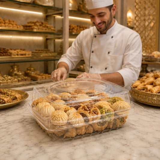 Al Bayader PastriPac PET Clear Confectionery Boxes 180x180x65mm [160pcs]