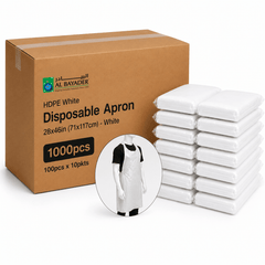 Al Bayader HDPE White Disposable Apron 28x46" [100pcs x 10pkts]