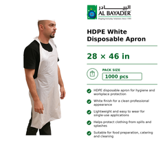 Al Bayader HDPE White Disposable Apron 28x46" [100pcs x 10pkts]
