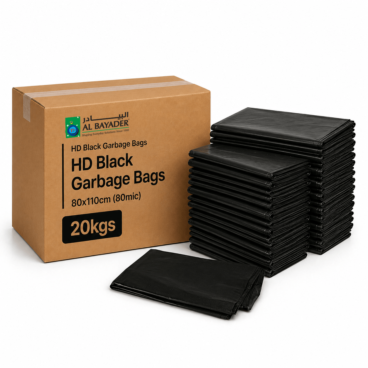 Al Bayader HD Black Garbage Bags 80x110cm (80mic) [20kgs]