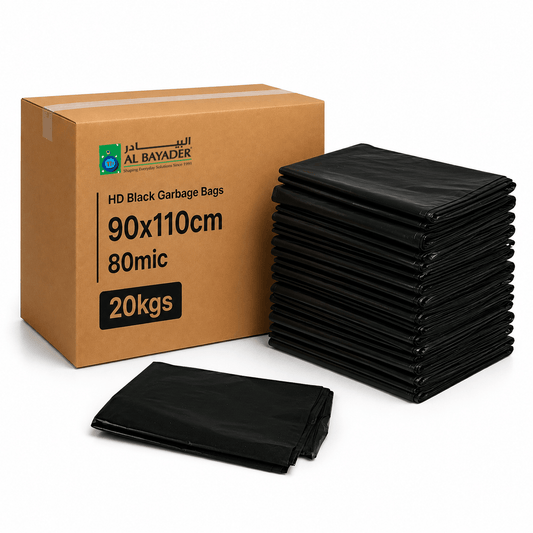 Al Bayader HD Black Garbage Bags 90x110cm (80mic) [20kgs]