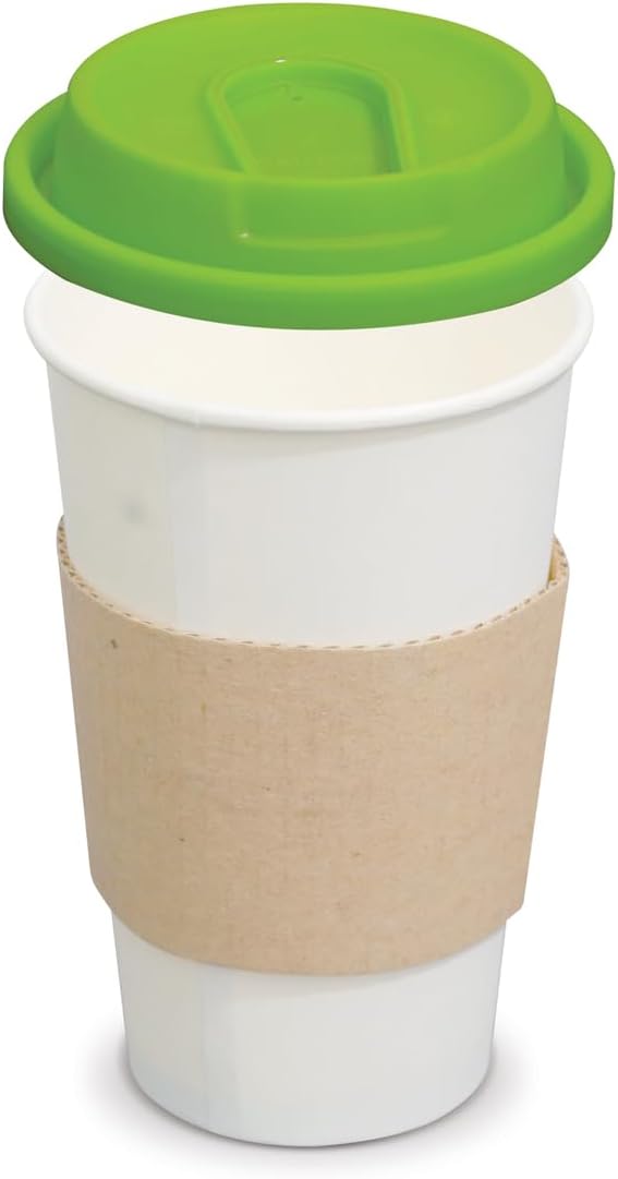 Fun HD Paper Cups with Sleeves and Olive Lid - 16oz Pack of 10