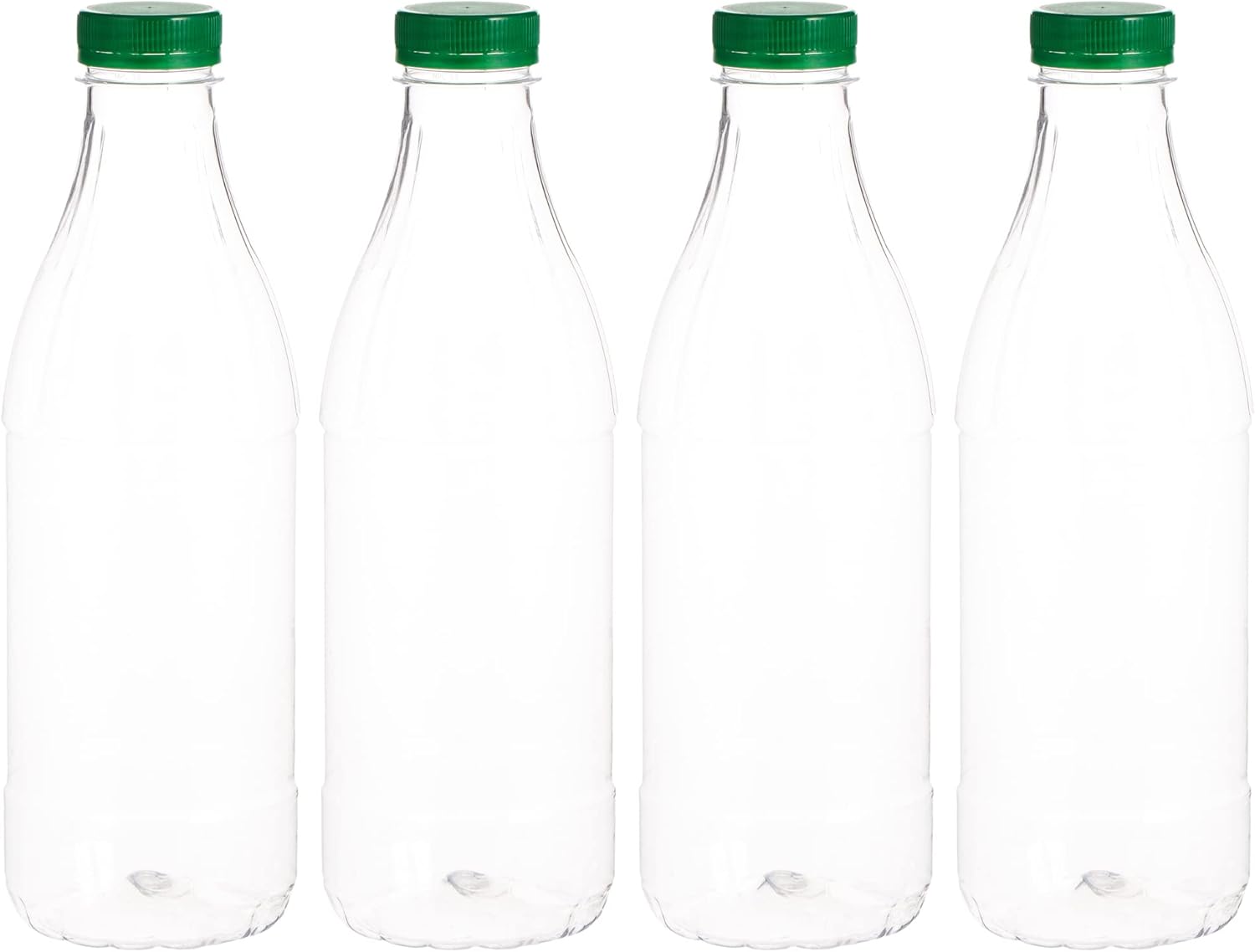 Fun Multipurpose Round Bottles 1000ml with Lids [4pcs x 1pkt]