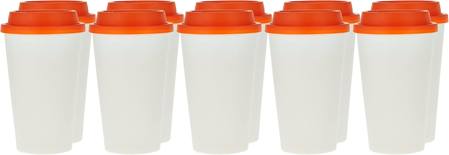 Fun HD Paper Cups with Sleeves and Citrus Lid 16oz Pack of 10