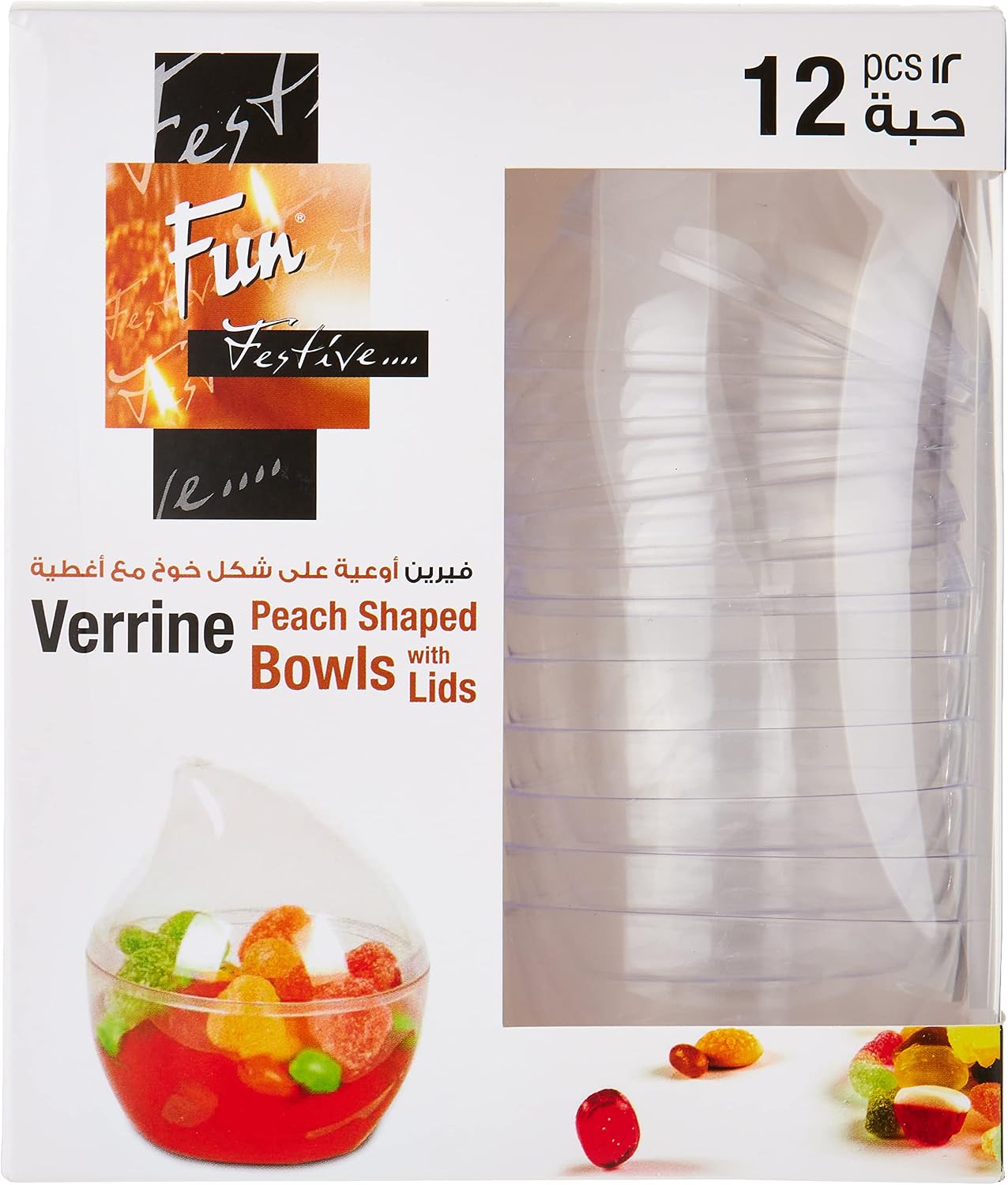 Fun Verrine Peach Shaped Bowls 75ml with Lids [12pcs x 1pkt]
