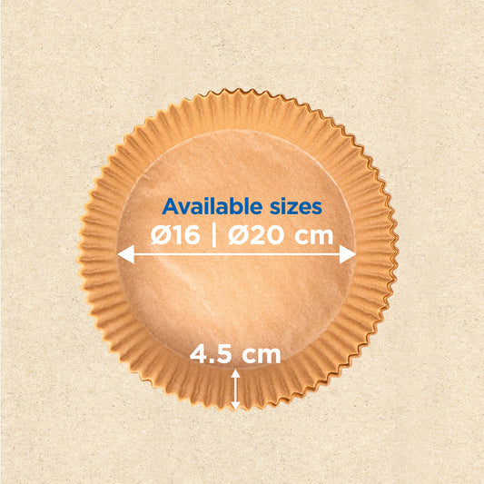 Fun® Round Air fryer Brown Paper Liners 39gsm 20x4.5cm [100pcs x 1pkt]