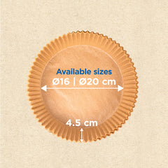 Fun® Round Air fryer Brown Paper Liners 39gsm 20x4.5cm [100pcs x 1pkt]