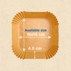 Fun® Square Air Fryer Brown Paper Liners 39gsm 16x16x4.5cm [100pcs x 1pkt]