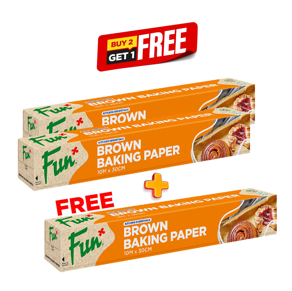 B2G1 Fun Paper Silicon-Coated Brown Baking Roll 10mx30cm